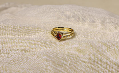 edoa edoa Two-Finger Switching Duo Gemstone Ring