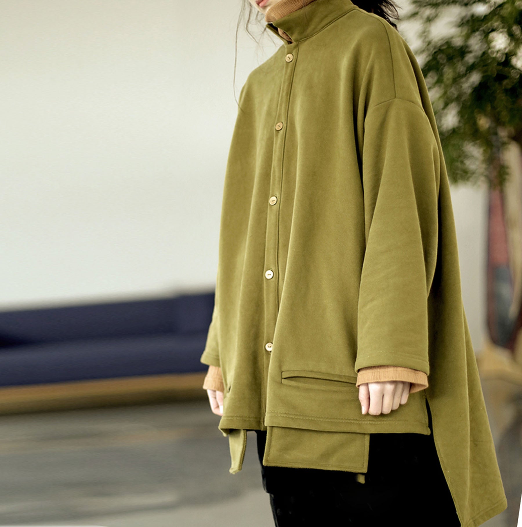 edoa Loose Unisex Cotton French Terry Jacket