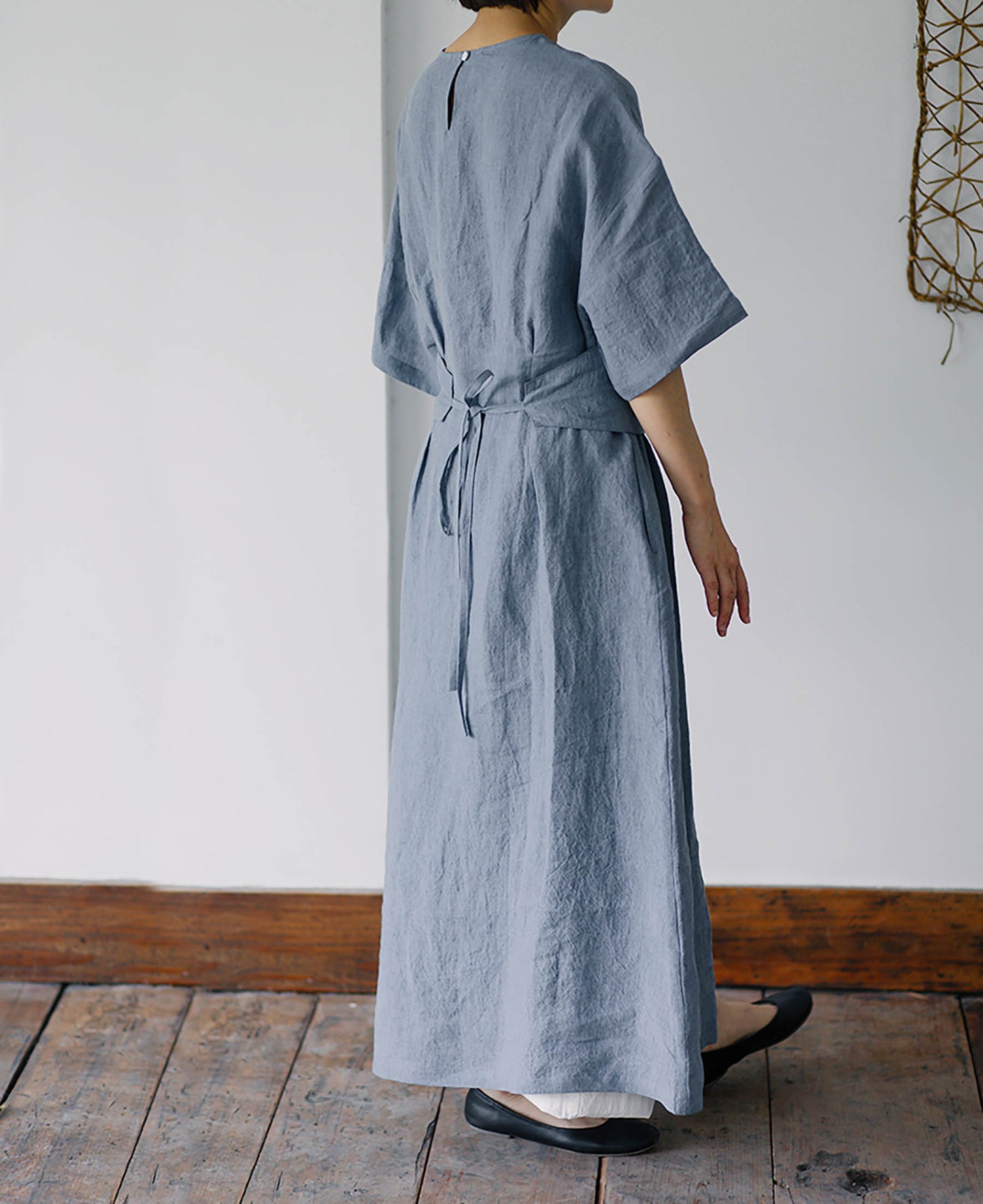 edoa Linen Kaftan Dress with Detachable Belt