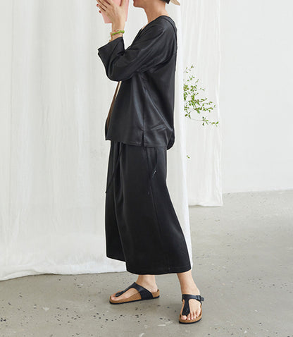edoa Loose Mud Silk Wide-leg Pants