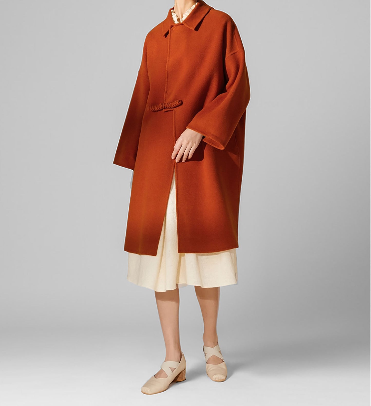 edoa Chinese Style Double-faced Wool Coat 