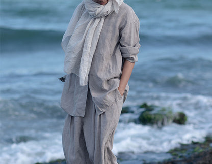 edoa Minimalist Flax Linen Shirt