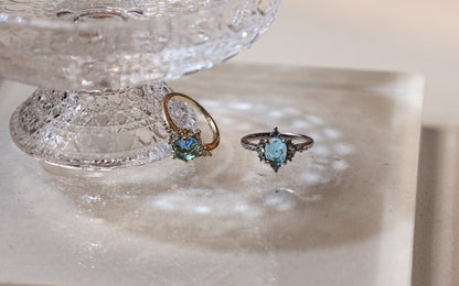 edoa The Ethereal Mermaid Tear Dreamy Aquamarine Ring