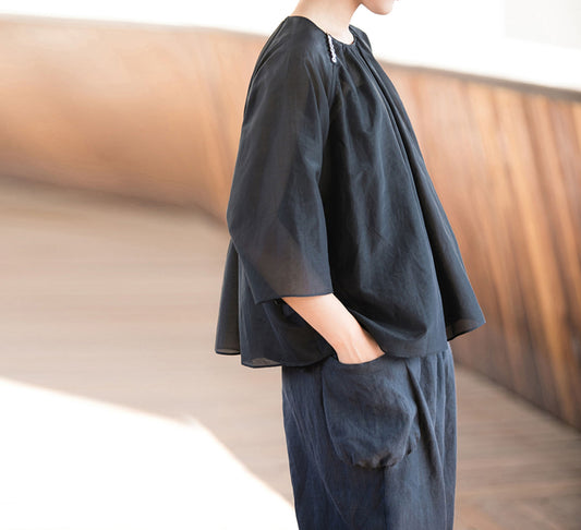 edoa Black Trapeze Blouse