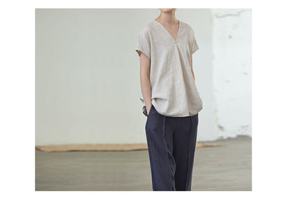 edoa Linen Split Neck Tunic