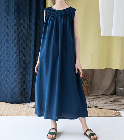 edoa Pintucked Linen Tank Dress