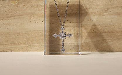 edoa Gothic Dainty Diamond Cross Necklace