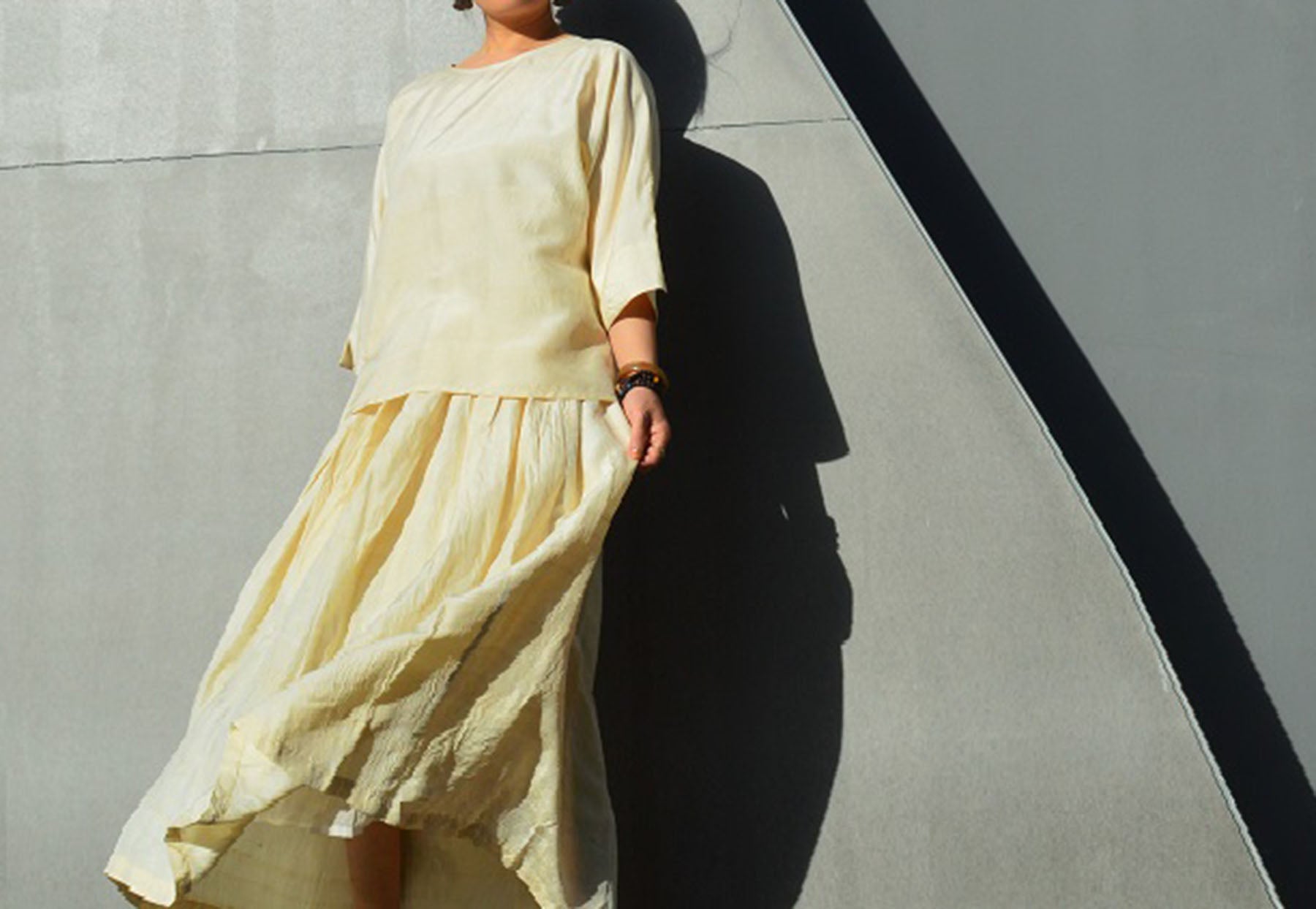 edoa Plus Size Tussah Silk Skirt 