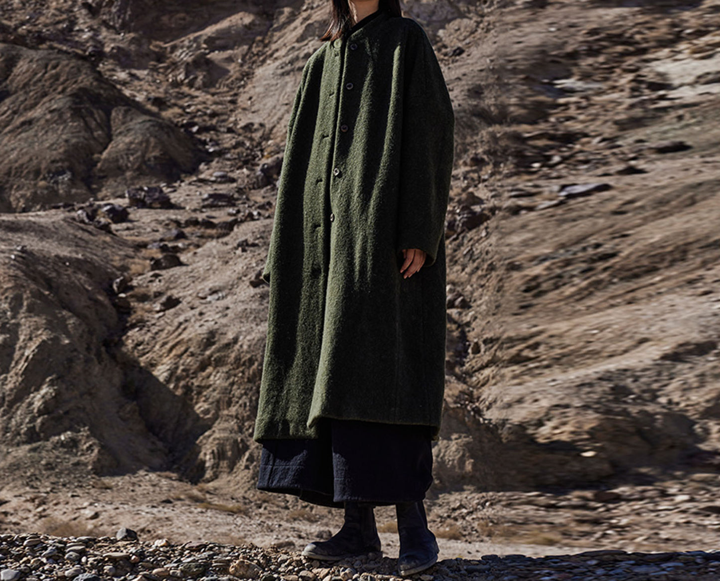 edoa Winter Boiled Wool Oversized Coat 