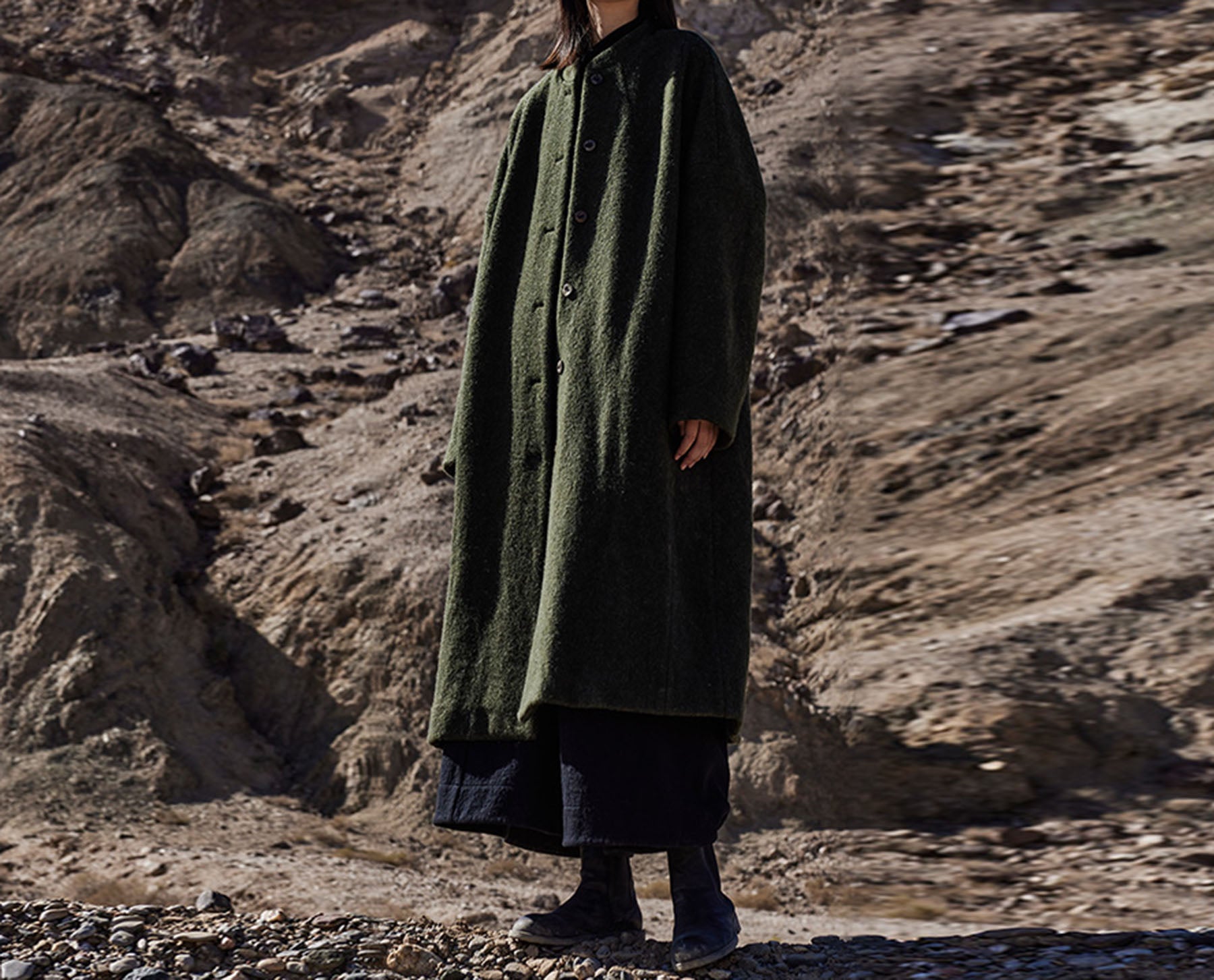 edoa Winter Boiled Wool Oversized Coat 