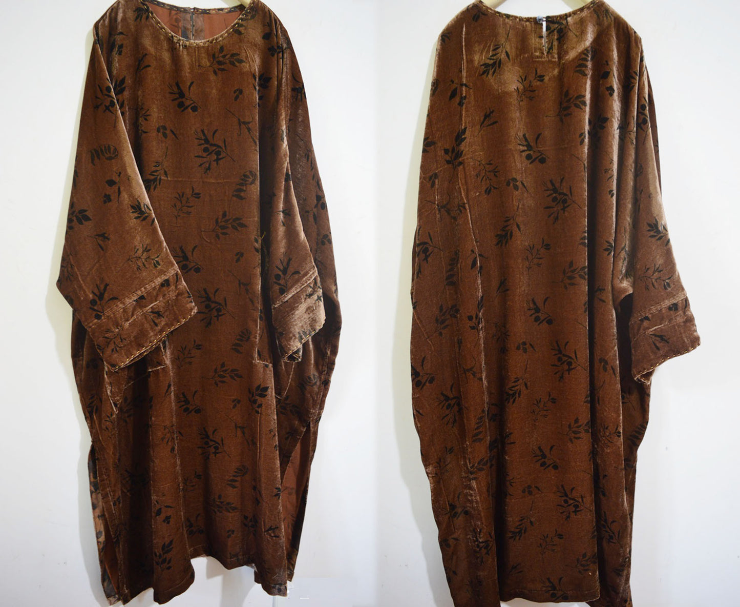 Loose Dioscorea Dyed Silk Velvet Tunic Dress dr0390 X020