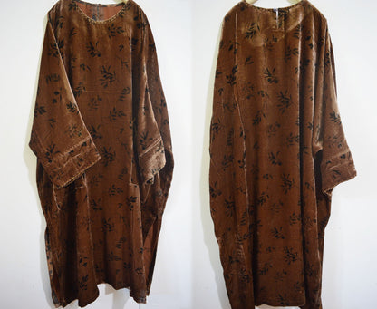 Loose Dioscorea Dyed Silk Velvet Tunic Dress dr0390 X020