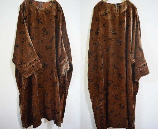 Loose Dioscorea Dyed Silk Velvet Tunic Dress dr0390 X020