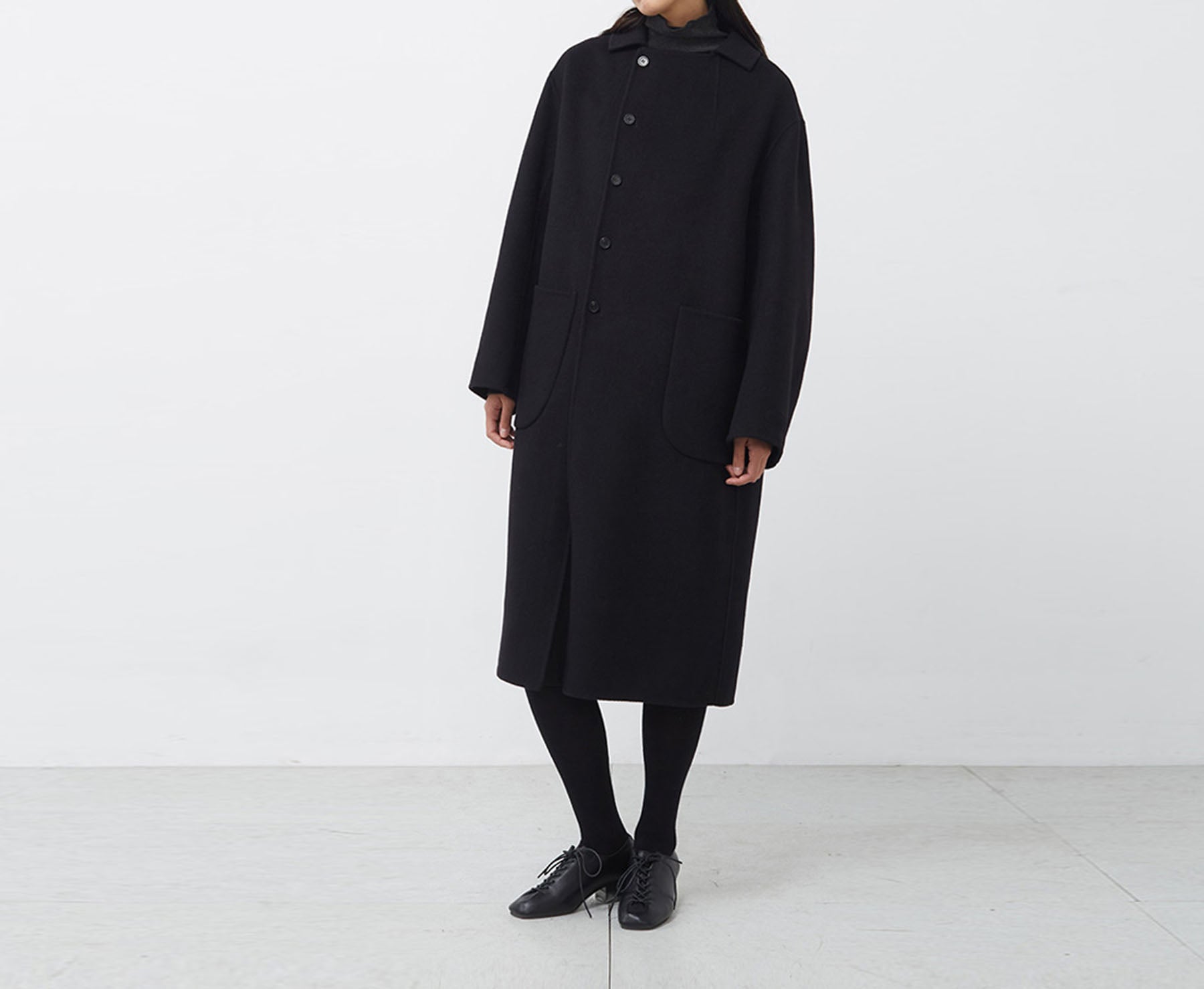 edoa Double Faced Wool Cocoon Coat