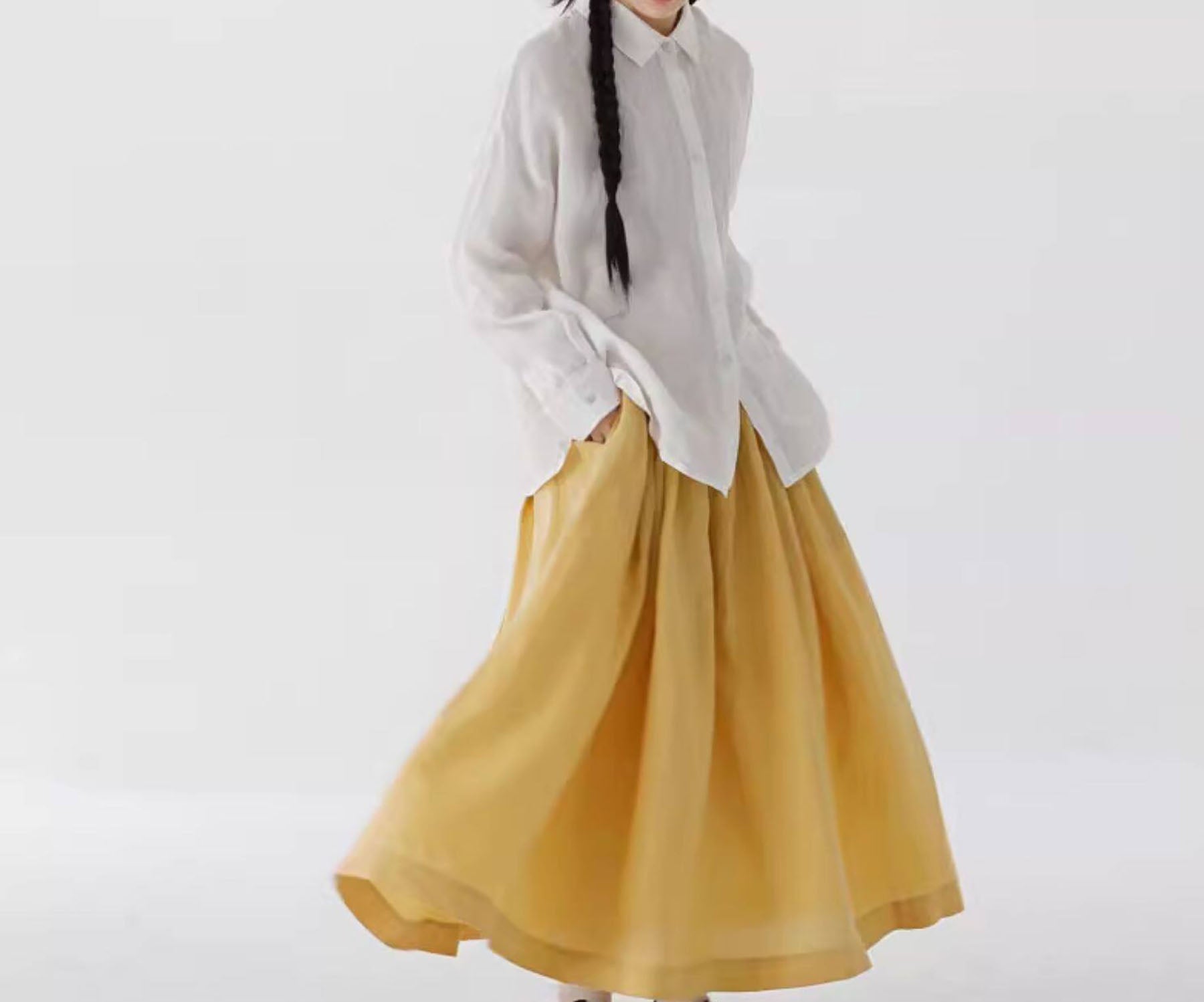 edoa Classic White Linen Collar Shirt