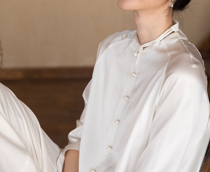 edoa Silk Charmeuse Chinese Blouse