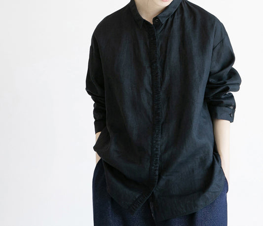 edoa Black Linen Shirt