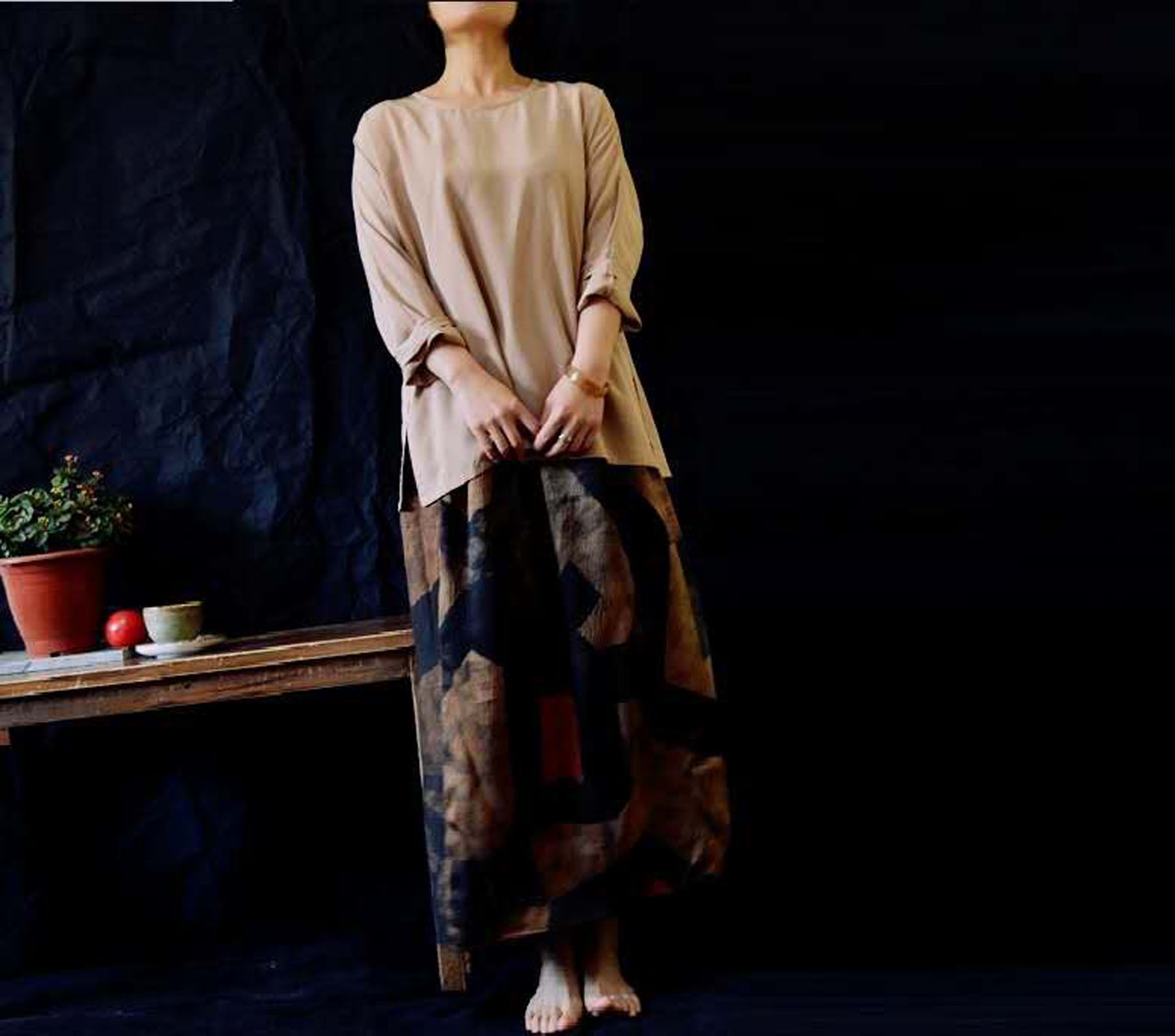 edoa Minimalist Silk Crepe Top