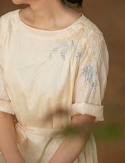 edoa Tussah Silk Hand Embroidery Chinese Dress
