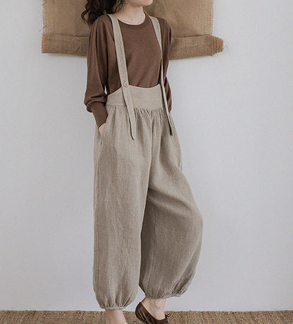 edoa Loose Flax Linen Salopette