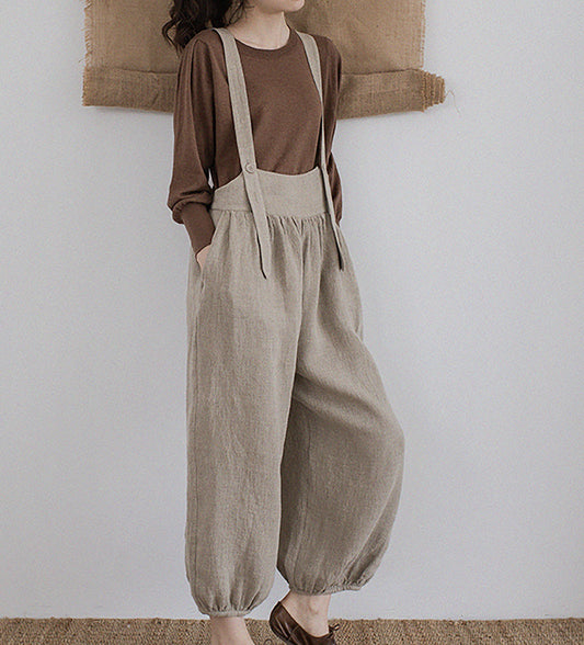 edoa Loose Flax Linen Salopette