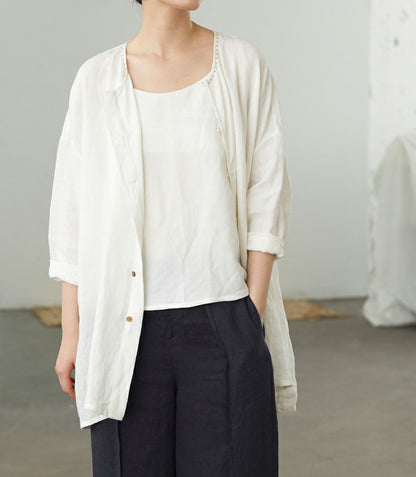 edoa Off White French Linen Jacket