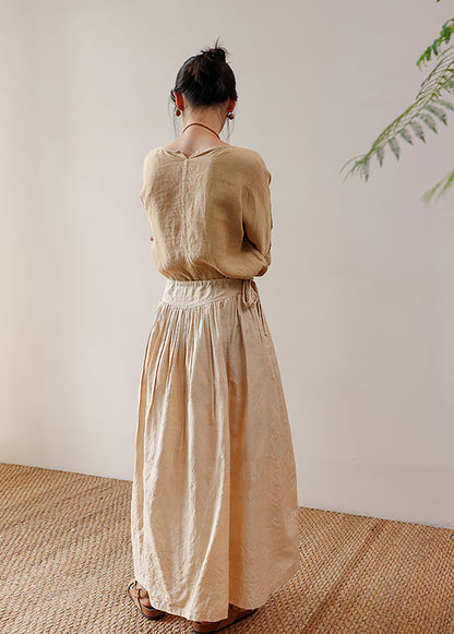edoa Dupioni Tussah Silk A-line Skirt