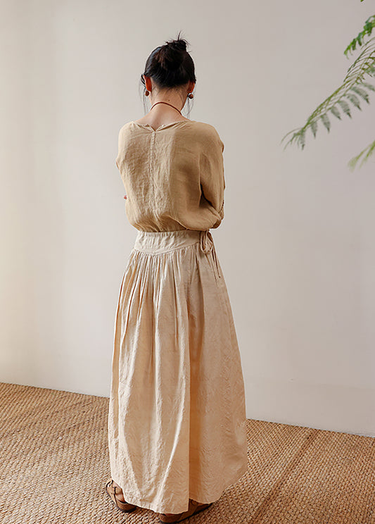 edoa Dupioni Tussah Silk A-line Skirt