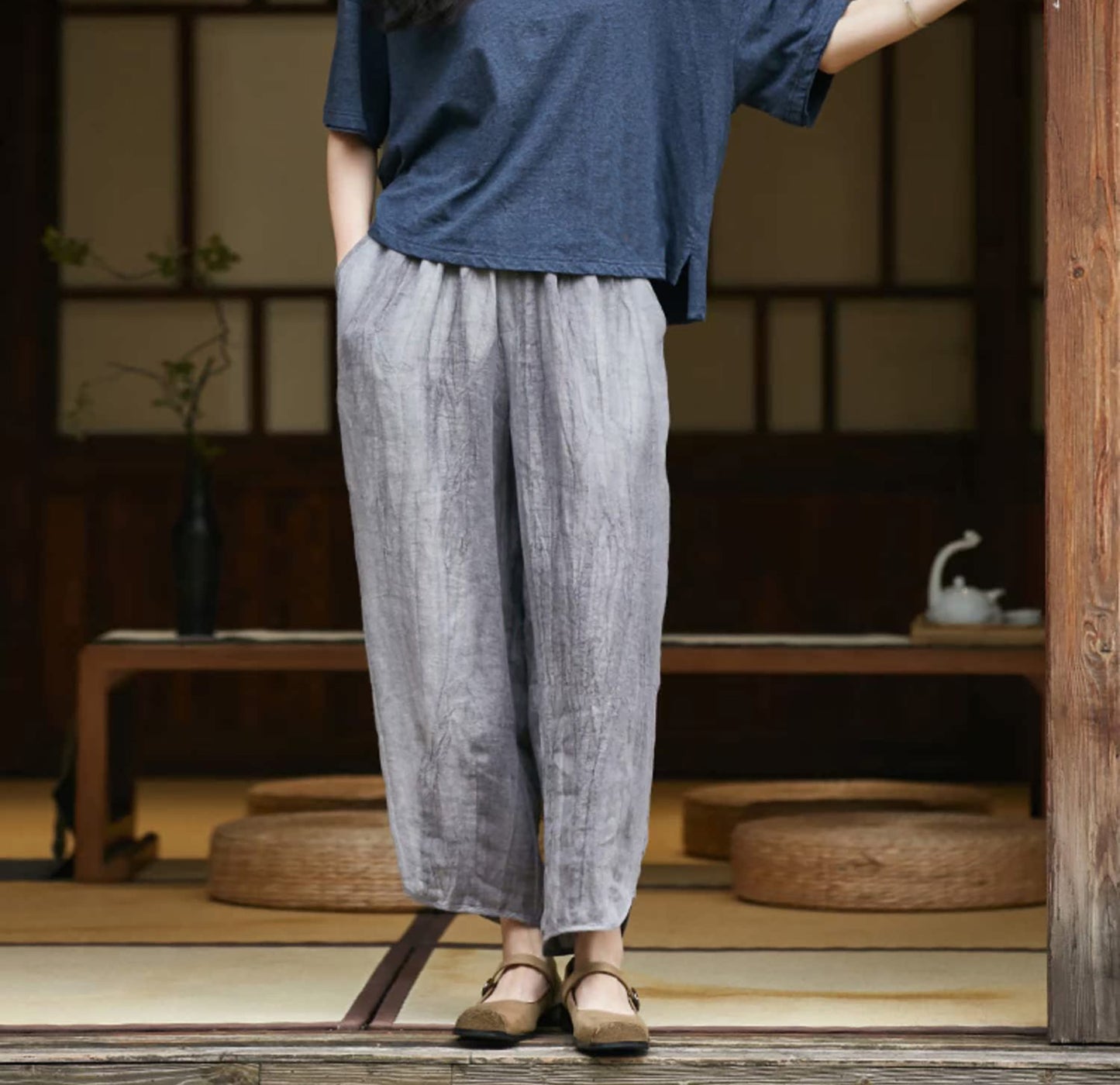 edoa Crinkled Tie Dyied Linen Pants