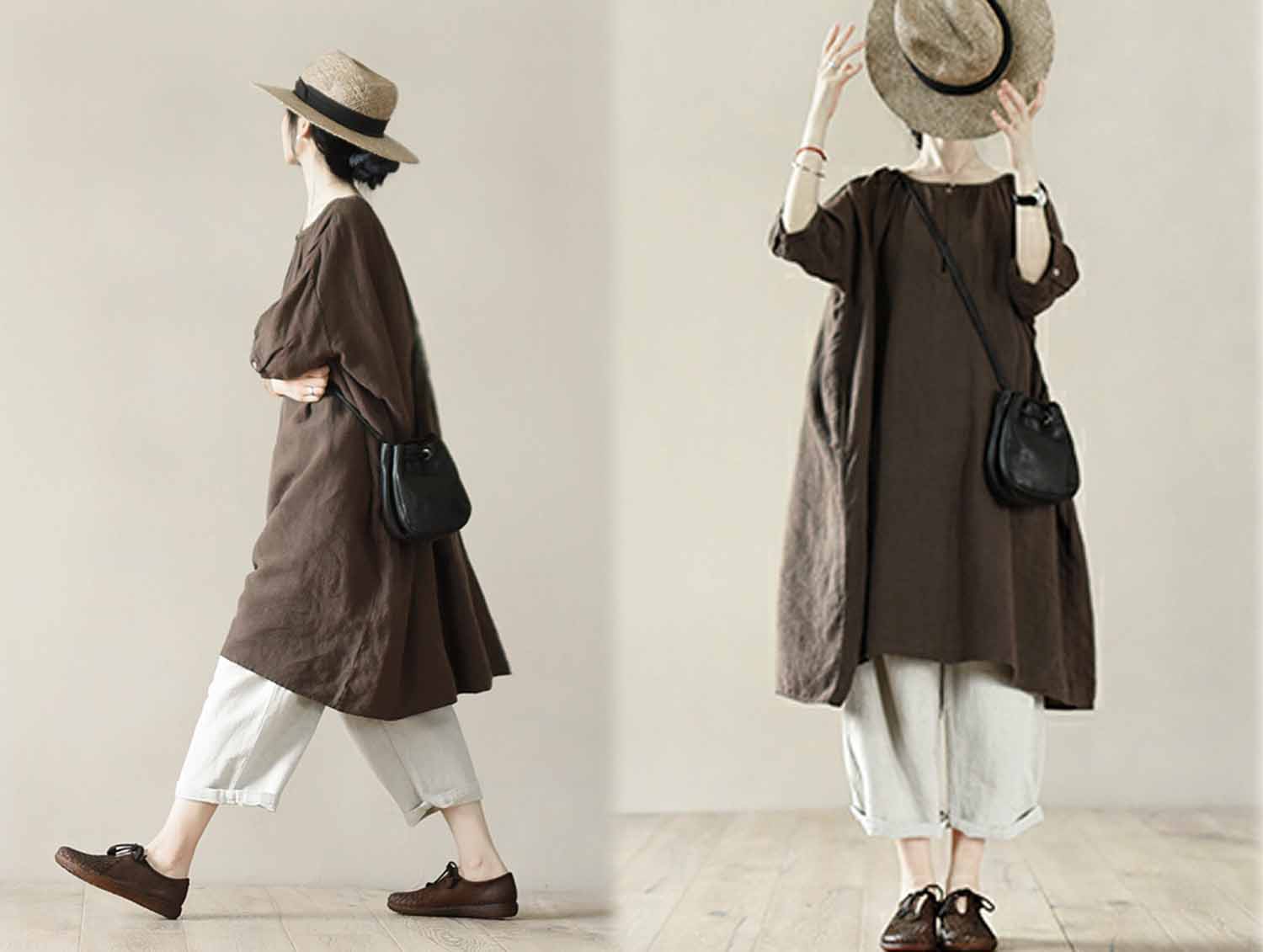 edoa Super Loose Linen Tunic Dress 
