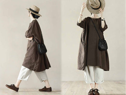 edoa Super Loose Linen Tunic Dress 