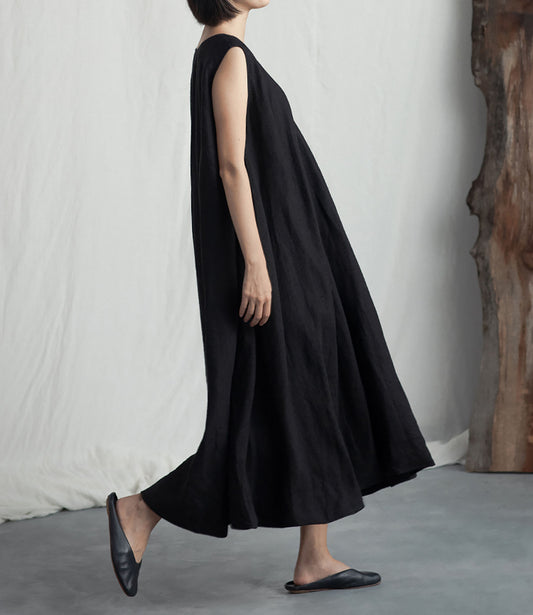 edoa Heavy Weight Linen Lantern Tank Dress