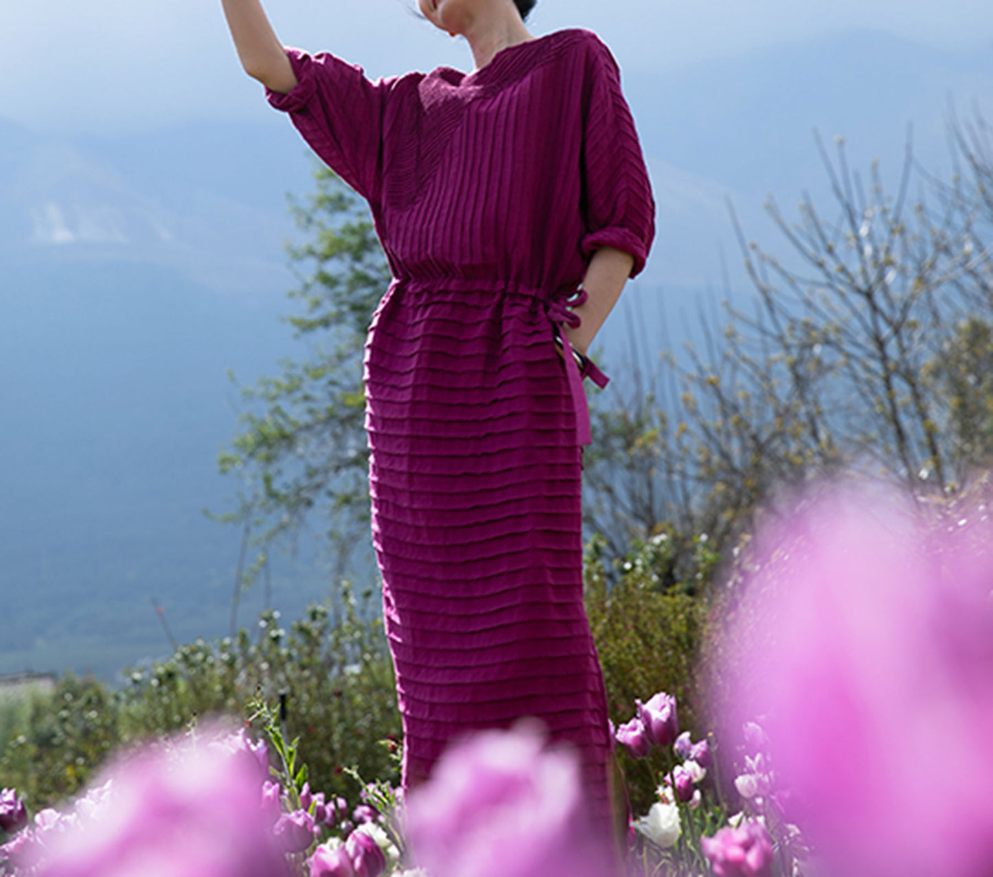 edoa Hand-pintucked Linen Dress