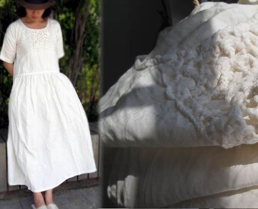 edoa Hand Crochet Maxi Linen Dress 