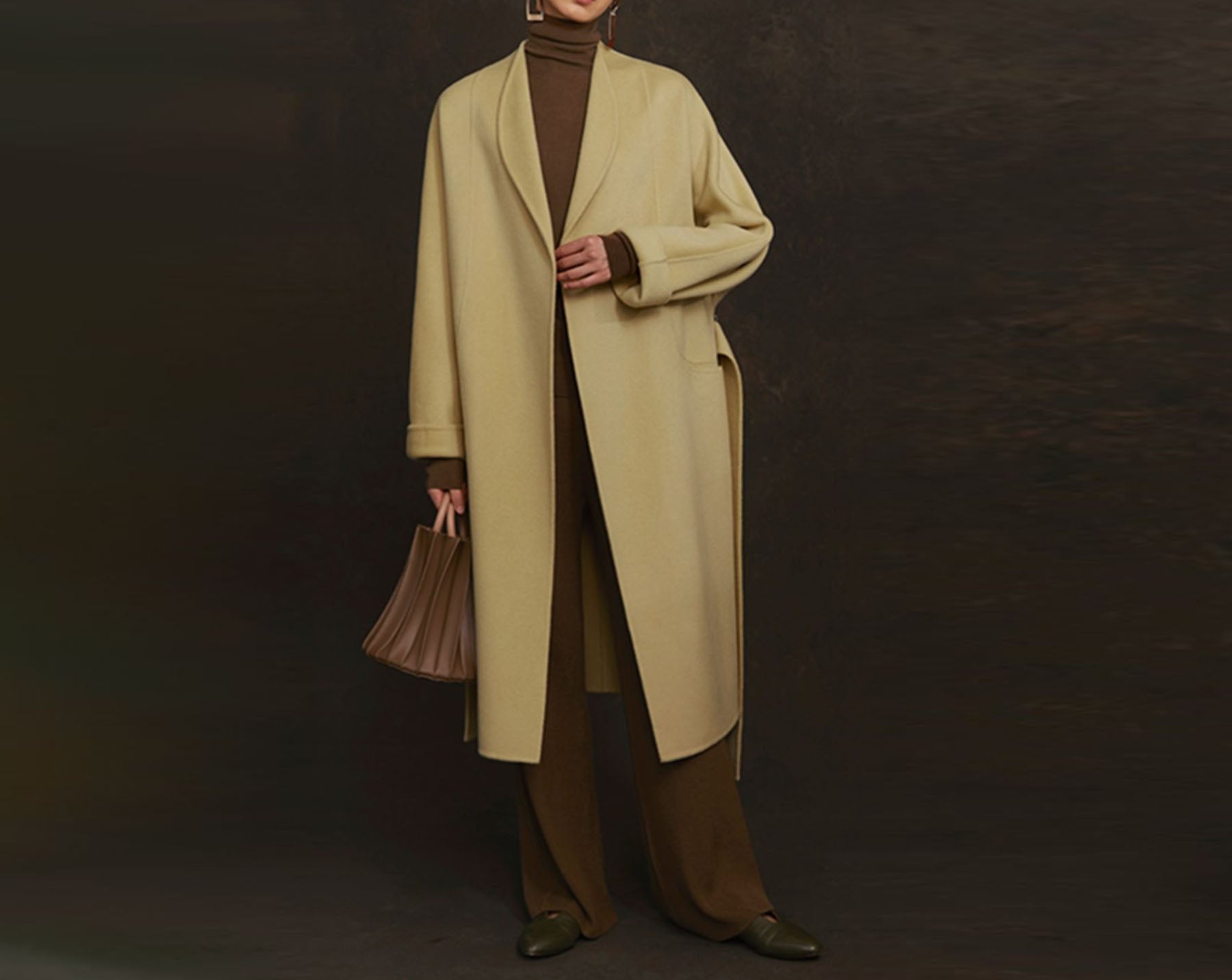 edoa Double Faced Wool Wrap Coat 