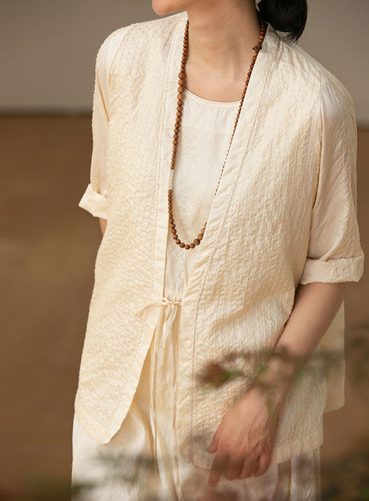 edoa Tussah Silk Sashiko Blouse