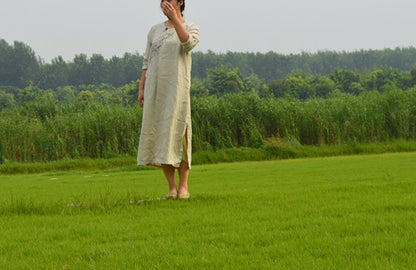 edoa Hand Embroidered Hemp Dress