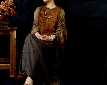 edoa Mud Silk Rayon Blend Jacquard Chinese Vest