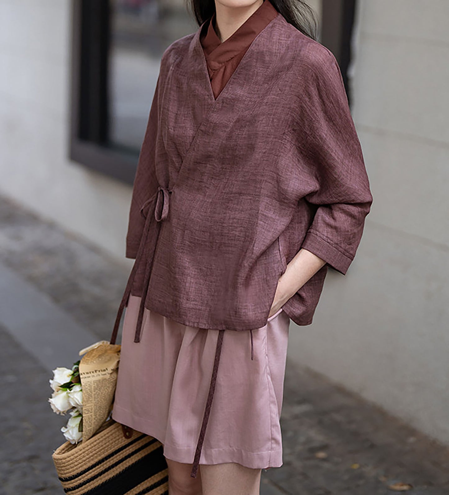 edoa Distressed Gauzy Ramie Hanfu Jacket