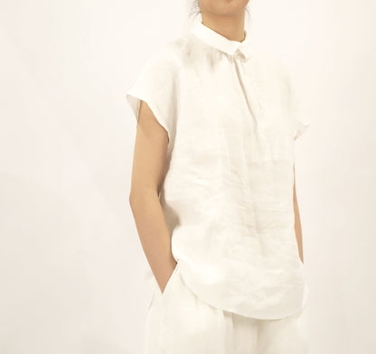 edoa High Counted French Linen White Top