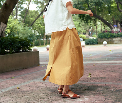 edoa High-density Pure Cotton Midi Skirt