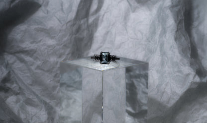 edoa Geometric Prism Aquamarine Silver Ring