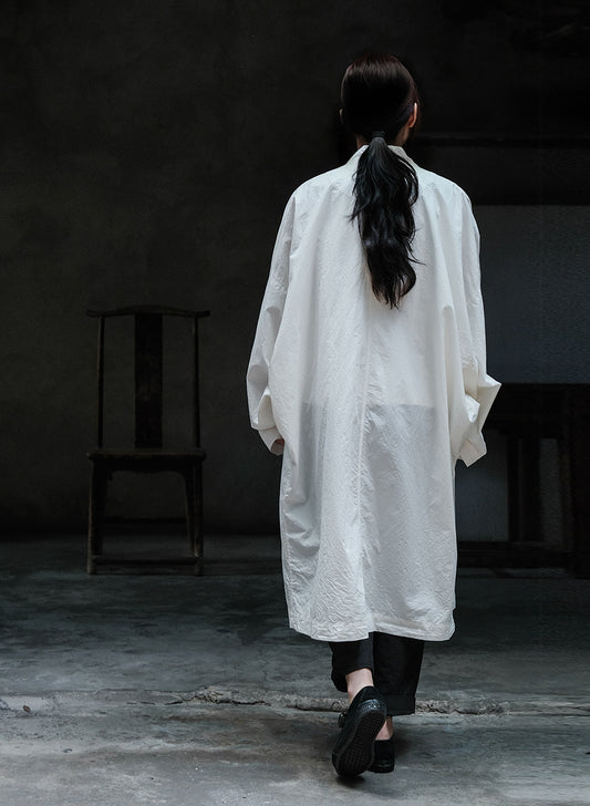 edoa Oversized Paper Cotton Bat Sleeves Overcoat 