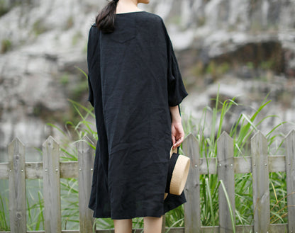 edoa 3/4 sleeves A-line Linen Tunic