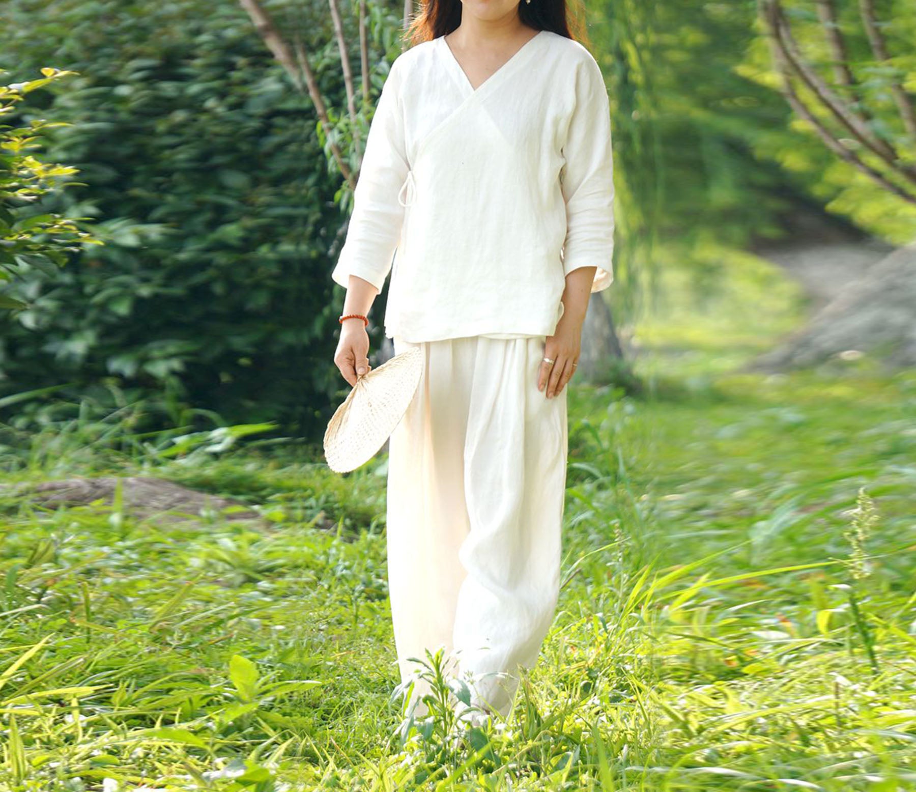 edoa Linen Crop Kung Fu Pants