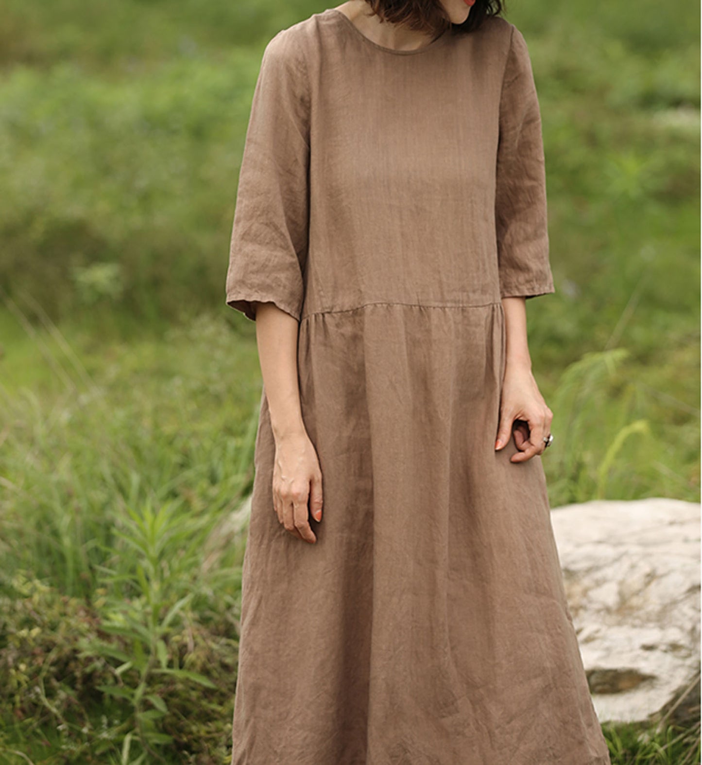 edoa Loose Linen Long Dress