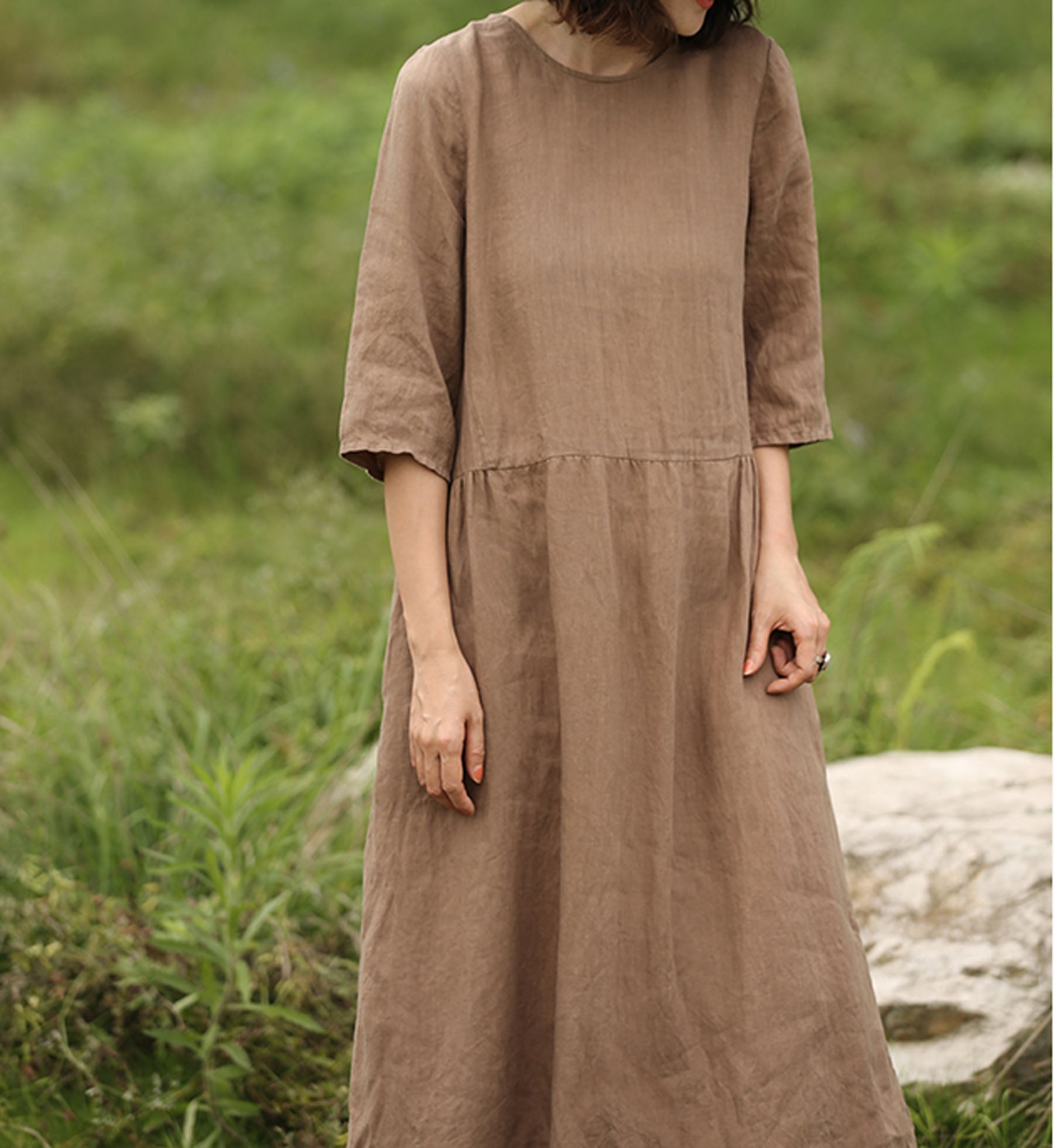 edoa Loose Linen Long Dress