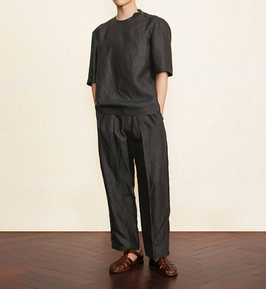 edoa Chinese Mud Silk Pleated Pants