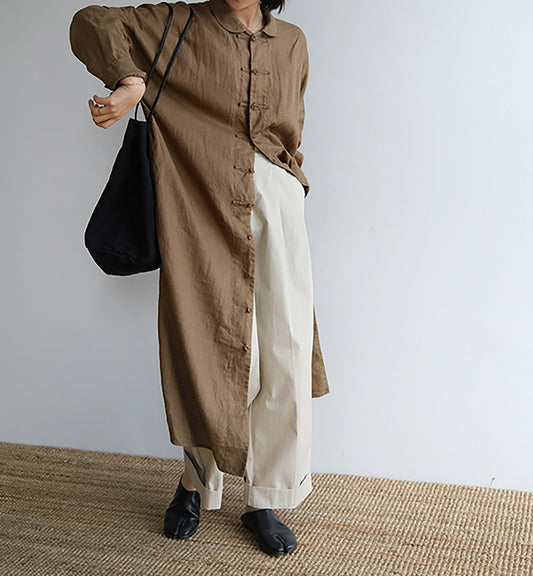 edoa Chinese Linen Shirt Coat 