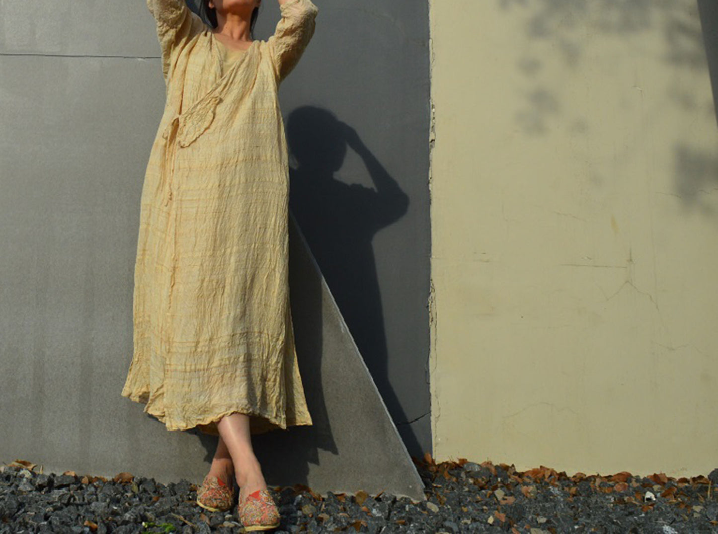 edoa Embroidered Hand-spun and Hand Woven Silk Dress